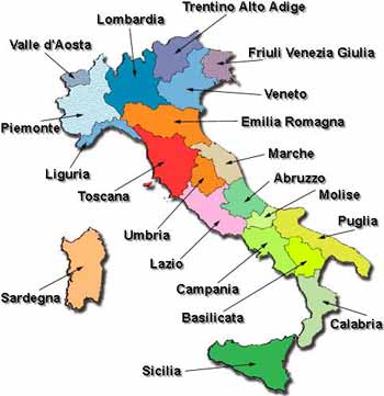 Regions of Italy Map